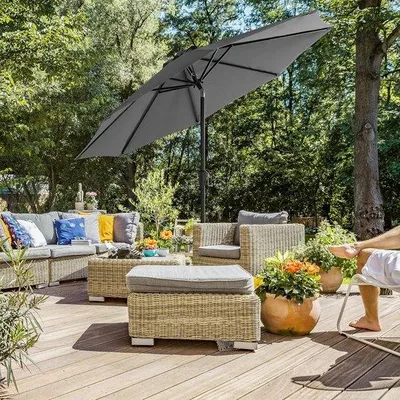 Produktbild von Famanu Gartenparasol UPF 50+ Sonnenschutz - 30° neigbar - grau