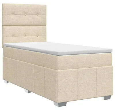 Image de vidaXL Lit boxspring avec matelas avec tête de lit Crème 90 x 200 cm Tissu