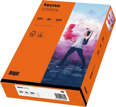 Produktbild von Multifunktionspapier tecno colors A4 120 g/qm VE=5x250 Blatt intensivorange