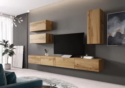 Produktbild von Obývacia stena VIGO 13F dub wotan  3 závesné skrinky a tv stolík 280x180x40cm