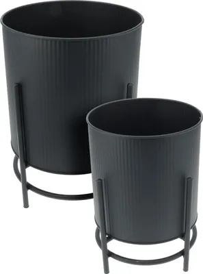 Obrázek produktu pro Kovové obaly na květináč OMEE, 2 kusy, Ø 17 + Ø 20 cm, černé