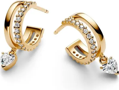 Image de Boucles d'oreilles créoles Pandora « Cœur suspendu » 263685C01