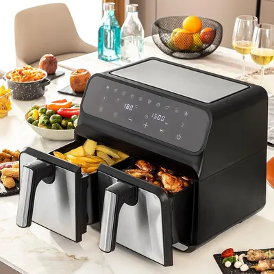 Immagine prodotto di Friggitrice ad Aria InnovaGoods Fryinn Double 8000 Nera 3400 W 8 L Acciaio inossidabile