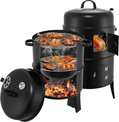 Produktbild von BBQ Smoker 41 cm, Holzkohlegrill, mit Thermometer, für Kochen im Freien