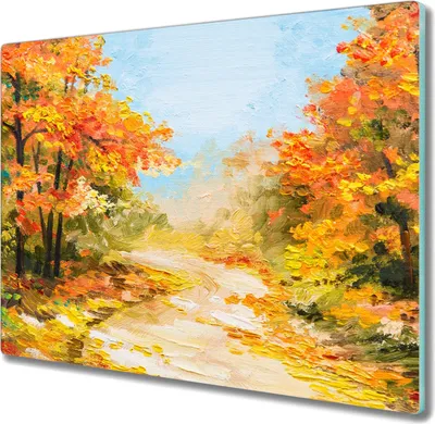 Produktbild von Coloray Küchenbrett Kochplattenabdeckung Hackbrett Schneidebrett Herdabdeckplatte 60x52 cm - Herbstwaldpfad