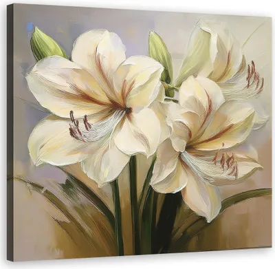Produktbild von Leinwandbild Gemalte Lilienblüte 30x30 Feeby Weiß bild für die wand bereit zum aufhängen