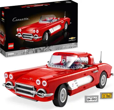 Produktbild von LEGO Icons Corvette Modellauto-Set, klassischer Sportwagen zum Bauen, Modellbausatz für Erwachsene, ikonisches amerikanisches Chevrolet, Geschenke für Männer, Frauen, Ihn oder Sie 10321