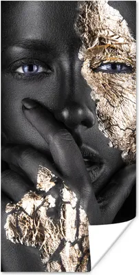 Produktbild von MuchoWow® Poster Gold - Schwarz - Frau 60x120 cm - Wandschmuck