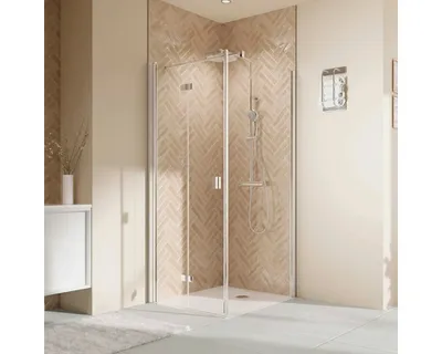 Produktbild von Duschtür für Seitenwand mit Drehfalttür BREUER Elana 2.0 90 x 200 cm Profil eckig silber Klarglas Türanschlag links Puff