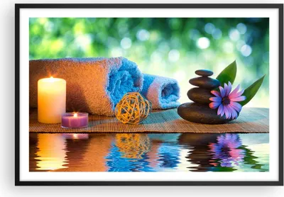 Produktbild von Gerahmtes Poster - Schwarzer Rahmen - Natur Entspannung Spa Kerzen - 91,5x61 cm - Wand Bild - Wanddeko - Wandbilder - Wandposter - Bilderrahmen - Bilder - Kunstdruck - Wandbild - P2BAA91x61-2554