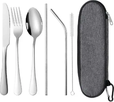 Produktbild von Reisebesteck 6-teilig Edelstahl Outdoor