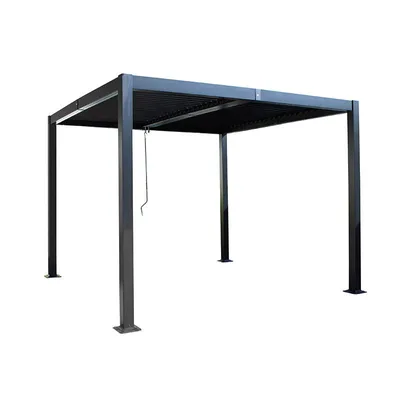 Produktbild von 3x3m Alu Lamellendach Pavillon mit verstellbarem Dach wetterfest Sonnenschutz Gartenpavillon zerlegbar