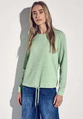 Produktbild von Street One Rundhalsshirt 'Kuscheliges Strukturshirt', A322929, milky green mel., Gr. 42