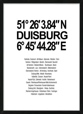 Produktbild von Gerahmtes Bild Duisburg Koordinaten 53x73 cm