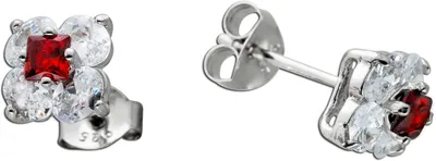 Produktbild von Ohrstecker Silber 925 rote weisse Zirkonia