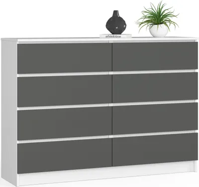 Obrázok produktu pre Vysoká komoda 138 cm s 8 zásuvkami, kredenc, skriňa, 99 cm vysoká