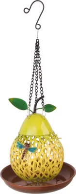 Produktbild von Dehner Natura Futterstelle Pera für Wildvögel, inkl. Aufhängevorrichtung, Ø 18.5 cm, Höhe 43 cm, Metall, gelb