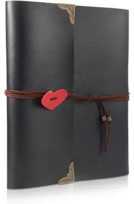 Produktbild von Scrapbook Fotoalbum Leder Selbstgestalten Vintage 60 Schwarze Seiten Medium Geschenk