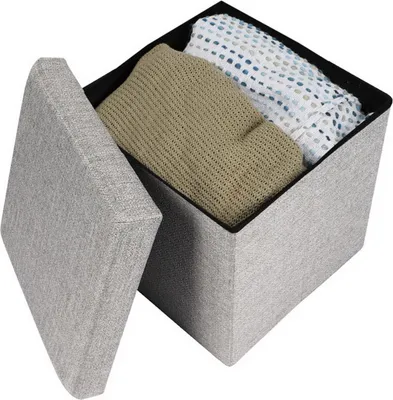 Produktbild von Urban Living Sitzhocker faltbar Sitzwürfel "ASPECT LIN" Sitz-Box 53497 hellgrau