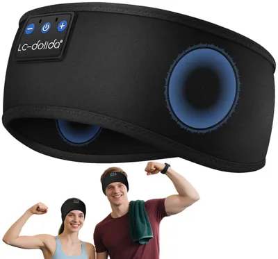 Produktbild von Schlafkopfhörer Stirnband Bluetooth Super Weiche Sleep Headphones Sportskopfhörer für Männer und Frauen Stirnband Kopfhörer Mitternachtsschwarz