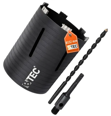 Produktbild von Diamant Bohrkrone NEXT GENERATION Ø 152 mm mit SDS+Adapter 100 mm & Zentrierbohrer Nutzlänge 180 mm Segmenthöhe 10 mm Beton Mauerwerk Poroton Ziegel Porenbeton Tonrohr