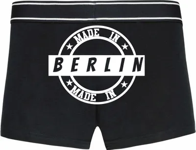 Produktbild von Boxershorts - Mann - Boxer-0025-man-black-h-XL - schwarz - XL - hinten -  BERLIN - lustiges Motiv - Spruch - Unterwäsche - Unterhose - Freizeit - lustig
