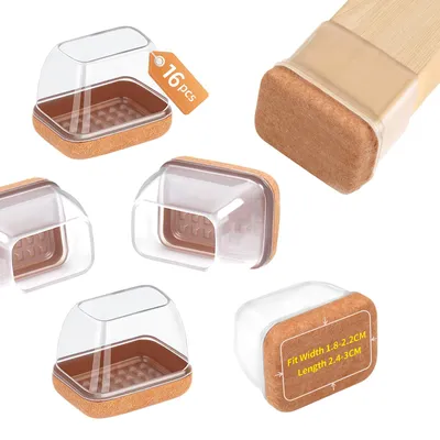 Obrázek produktu pro Krytky na nožky židlí, 16 kusů, extra malé, průhledné, hnědý filc, pro nábytek