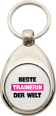 Produktbild von Huuraa Schlüsselanhänger Beste Trainerin der Welt Metall Schlüsselring Einkaufswagenchip Geschenkidee