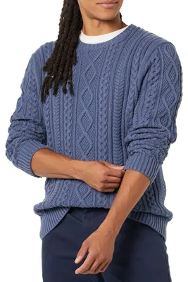 Produktbild von A. Essentials Herren Lange Ärmel Wollpullover, Dunkelblau, L