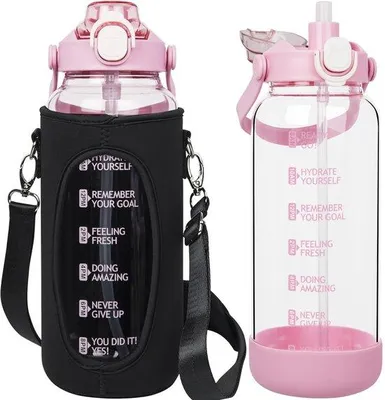 Productafbeelding van Drinkfles van Borosilicaatglas met Fruithouder en Tijdmarkering