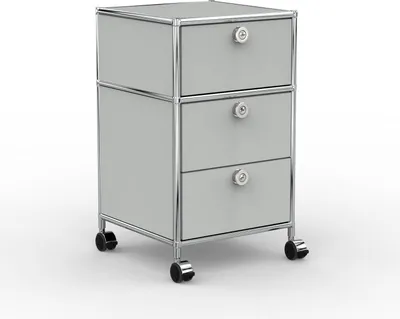Produktbild von VERSEE Büro-Rollcontainer, Metall, 40 cm, 1 Schublade + 1 Doppelschublade, Lichtgrau