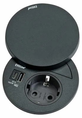 Produktbild von Naber Evoline® Circle80 Hide, Einbausteckdosenelemente, mit Schukosteckdose, USB A/C 8031114