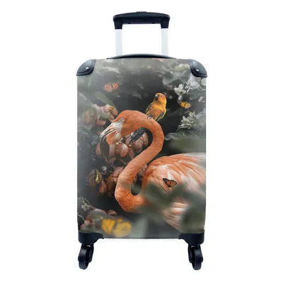 Produktbild von MuchoWow® Koffer Handgepäck Trolley Rollkoffer Kleine Reisekoffer mit 4 Rollen - Flamingo - Papagei - Dschungel - Schmetterling - Cabin Size < 55x40x23 cm & 55x40x20 cm - Fotokoffer - Kabinenkoffer - Boardgepäck - Reise-Box - Reisekoffer - Reisegepäck - Koffer mit Bild - Trolley für Kinder