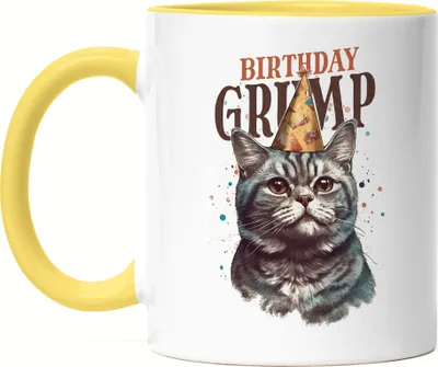 Produktbild von Birthday Grump Tasse Gelb Katzenbesitzer Happy Birthday Lustig Spruch