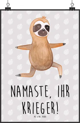 Produktbild von Mr. & Mrs. Panda Bild Faultier Yoga DIN A2 - Grau Pastell - Geschenk, Entspannung, Namaste, drucke, Yogaübungen, kunstdruck poster, Plakat, wanddeko, Wandbild