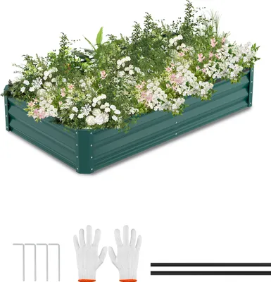 Obrázok produktu pre Aopunly Zvýšený zeleninový záhon Kovový záhon Box na sadenie 160x90x30 cm Zelený ideálny pre záhradu
