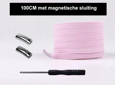 Image de CHPN – Lacets – Lacets magnétiques – Lacets avec fermeture magnétique – Lacets sans rubans – Rose – Unie – Adultes et enfants – 100 cm