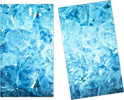 Produktbild von Spritzschutz Herdabdeckplatte Schneidebrett aus Glas Glänzende Eiswürfel 2-Teilig (60x52cm)