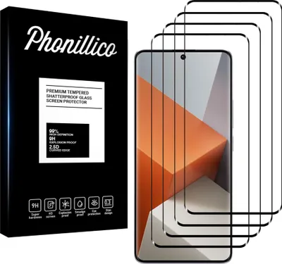 Zdjęcie produktu dla Szkło hartowane do Xiaomi Redmi Note 13 PRO PLUS 5G / Redmi Note 13 PRO+ 5G [4 sztuki] Osłona ekranu z czarną folią krawędziową odporną na zarysowania Phonillico®