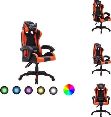 Obrázek produktu pro vidaXL Herní židle s RGB LED světly oranžová a černá umělá kůže - Kancelářské židle