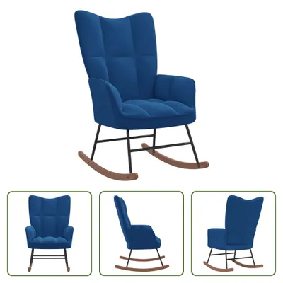 Immagine prodotto di The Living Store Sedia a dondolo in velluto blu