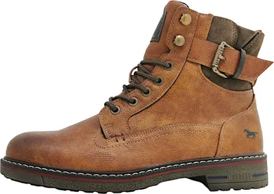 A single brown boot is shown against a white background.