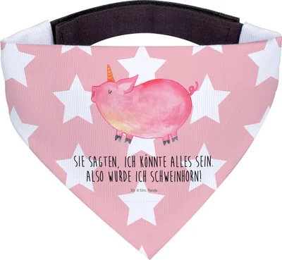 Produktbild von Mr. & Mrs. Panda Bandana Einhorn Schwein - Rot Pastell - Geschenk, Hunde Hals Tuch, Einhörner, Unicorn, Halstuch Für, English, Dreieckstuch, Spruch, Hund