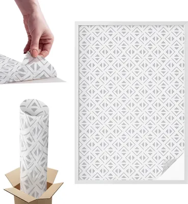 Obrázok produktu pre Vitrážová fólia na okno - 146x100 cm - Vitrážová fólia na okno, dekoratívna a nepriehľadná - Samolepiaca dekoratívna fólia na sklo s vitrážovým vzorom - UV ochrana, jednoduchá inštalácia, dekorácia okna - Geometrický vzor