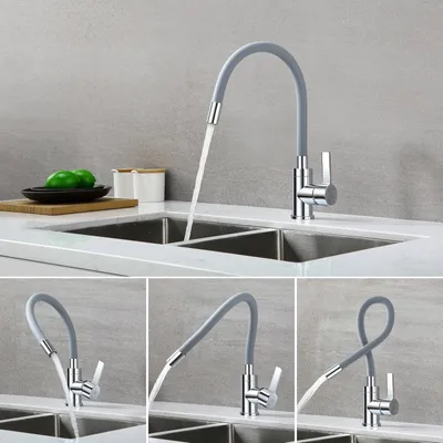 Produktbild von Auralum Hochdruck flexible Küchenarmatur 360° Drehbar Küchenmischbatterien Grau Einhandmischer flexibler Wasserhahn für die Küche