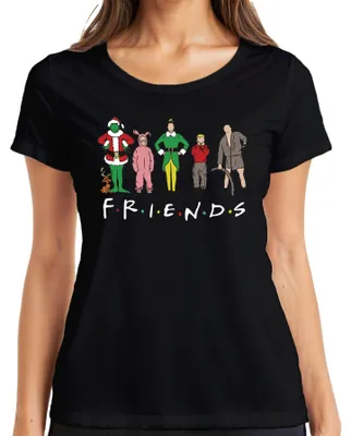 Produktbild von Friends Weihnachtsfilme Cartoon - Weihnachten Christmas Xmas Damen T-Shirt, Schwarz, L
