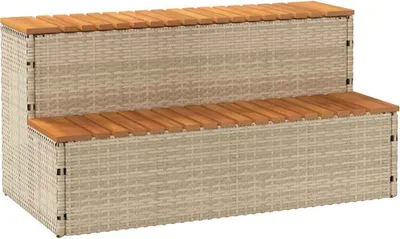 Produktbild von Whirlpool-Stufen Beige 100x50x50,5 cm Poly-Rattan Massiv Akazie