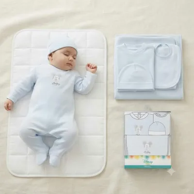 Produktbild von Disney Mickey Mouse Geschenkset Gr. 56 62 Baby Set Erstaustattung 4-tlg 0-3M blau