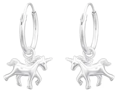 Produktbild von Einhorn Ohrringe für Kinder: Creolen aus 925 Silber