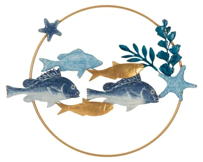 Image de Mauro Ferretti panneau mural marine 77x5x63 cm bleu or